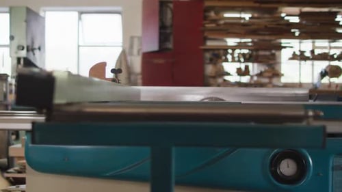 Video of machines and tools in traditional carpentry workshop