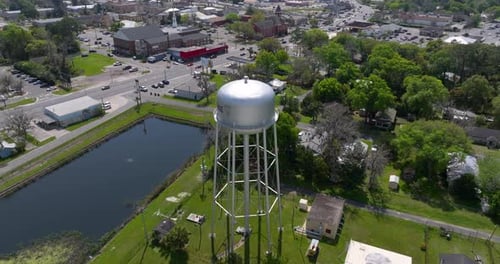 Water Tower in Starke Old Historical Town in Rural Florida American Architecture
