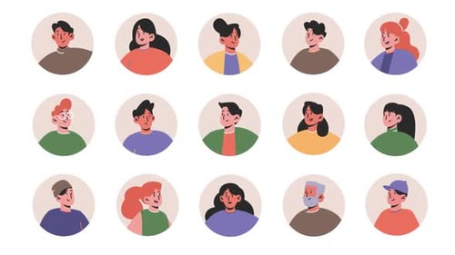 Animated Diverse People Avatars for Profile Pictures