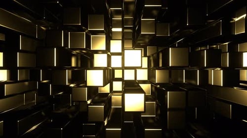 Goldener Metallwürfel-Transformationshintergrund Vj Loop In 4K