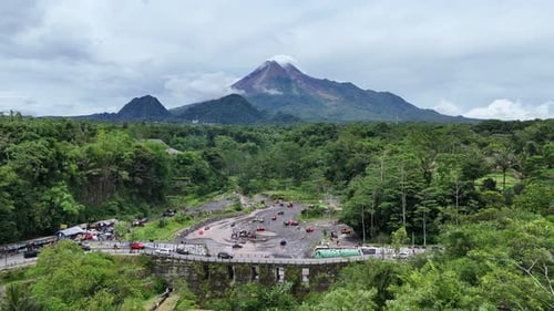 Panorama des Merapi-Berges am Morgen Yogyakarta, Indonesien