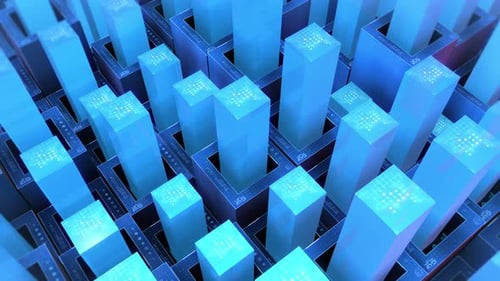 Digital Blue Cubes Array
