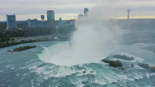 Niagara Falls Drone Aerial Horseshoe Fall Toronto Canada Usa Border Attraction Waterfall Skyline