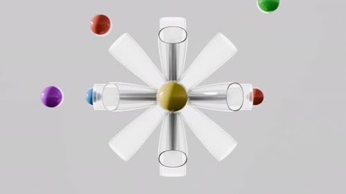 Animação de esferas e tubos satisfatórios em loop 3D