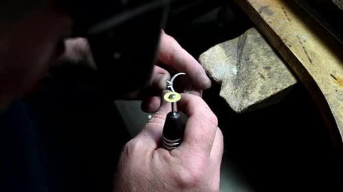 Gold Wedding Ring Craft By Goldsmith Isolated Macro Video Craft Jewelry Making with Professional