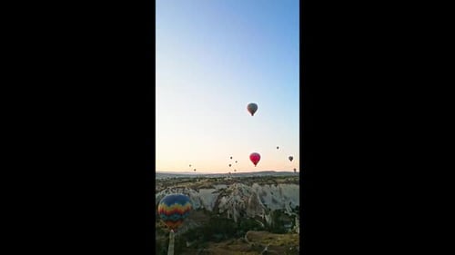 Hot Air Balloons Over Cappadocia - Aerial View