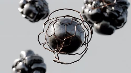 Dynamic Fluid Blobs Animating Around a Geometric Sphere