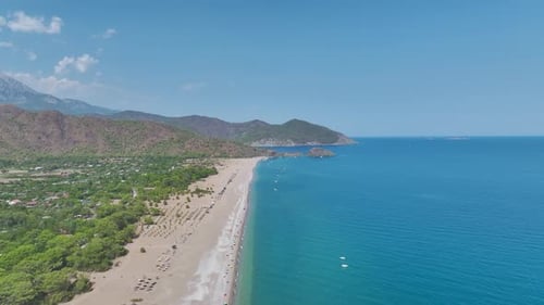 Aerial View Expansive Mediterranean Beach in Antalya With Beautiful Coastal Views
