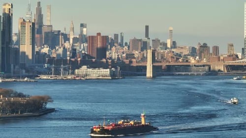 Aerial view of New York City on a winter afternoon