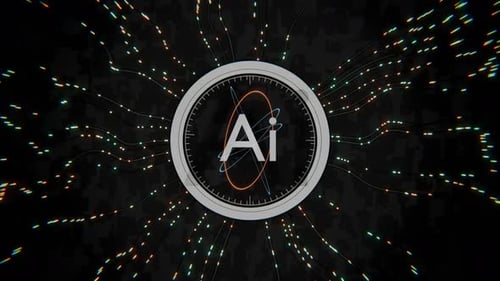 Futuristic Artificial Intelligence Network Core with Data Flow