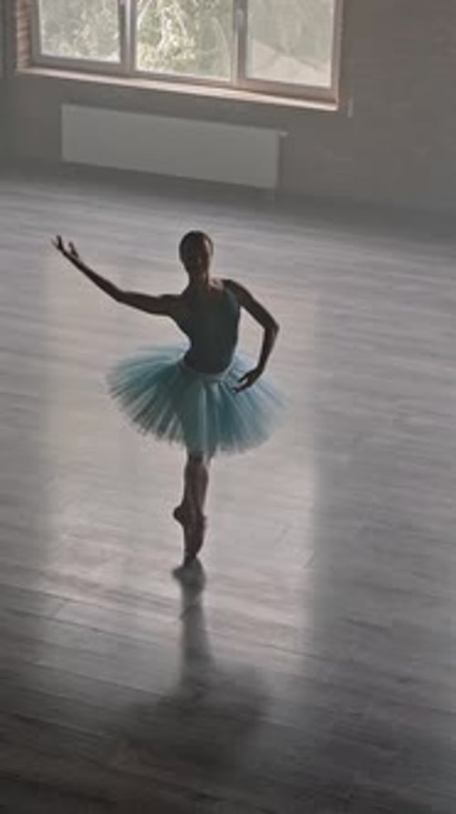 Graceful Ballerina Enjoys Ballet Choreography in Studio