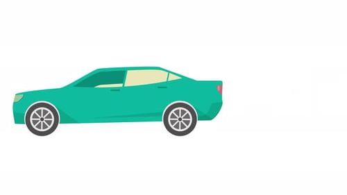 Flat Design Car Driving Animation
