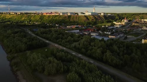Aerial View of the Tobolsk Kremlin on the Banks of the Irtysh River