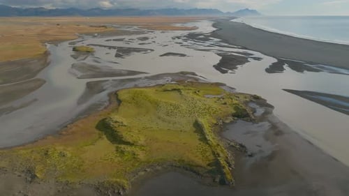 Aerial view of highlands landscape, Iceland.