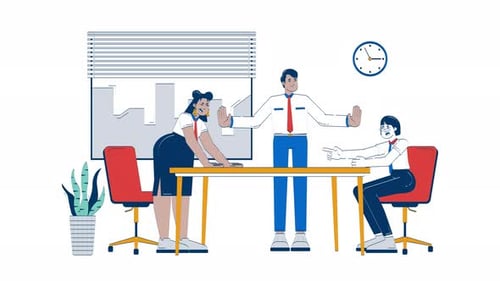 Office Conflict Resolution Flat Design Animation