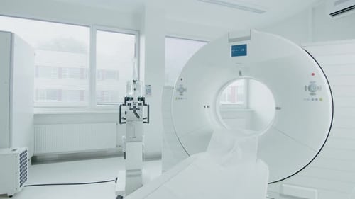 Medical CT or MRI or PET Scan Standing in the Modern Hospital Laboratory. Technologically Advanced