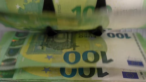Money Counter Counts Euro Bills