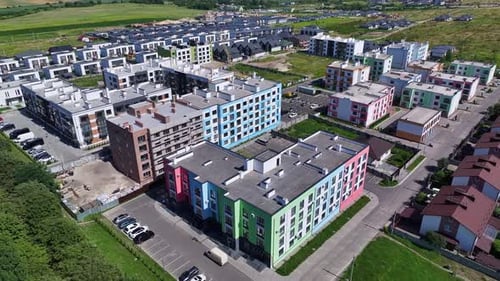 Colorful Residential Area with Modern Apartments Concept of a Modern Residential Complex