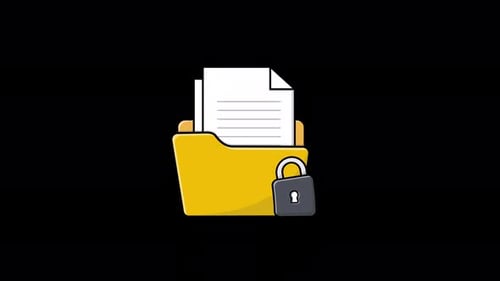 Animated Folder with Document and Lock. Confidential Document Concept Video - Transparent