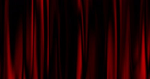 Abstrakter animierter Hintergrund, Stoffvorhang im Theater aus vertikalem rotem Stoff