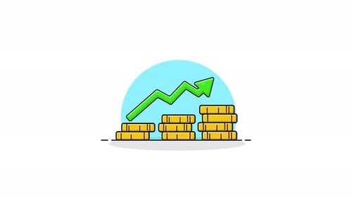 Financial Growth Animation with Stacking Coins and Upward Graph