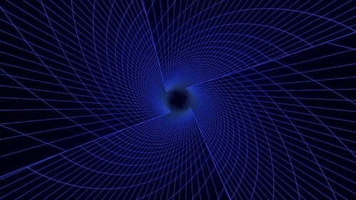 Futuristic Blue Grid Wireframe Tunnel Animation Loop