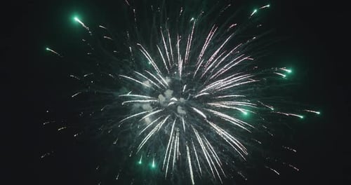 Bright Explosions of Colourful Fireworks Against Night Sky