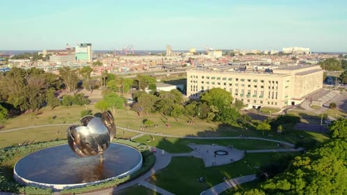 Steel Flower Sculpture Floralis Generica In Plaza Naciones Unidas Near University Of Buenos Aires La