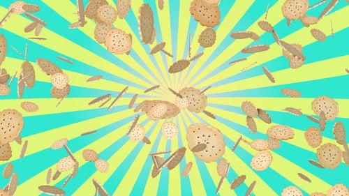 3D-Animationsanimation, fallender Animationshintergrund, Zeitlupe mit köstlichem, leckerem fallendem Keks,