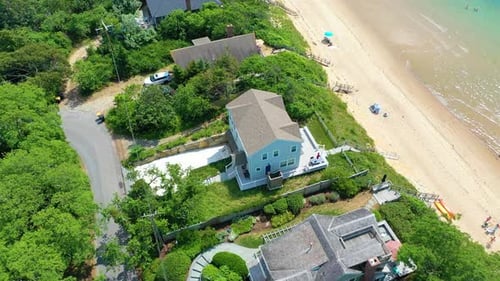 Aerial View of Cape Cod Shoreline Beach House