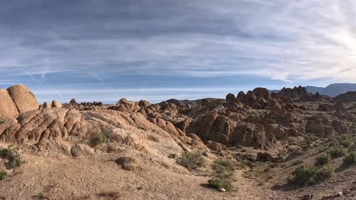 Panoramic view of the unique geological features of California's Alabama Hills