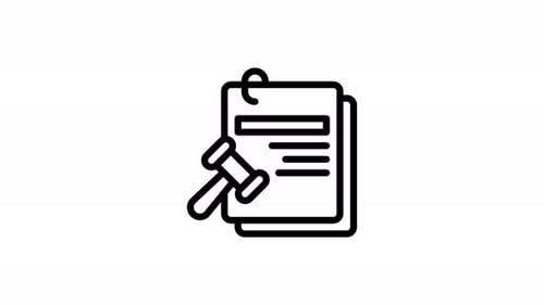 Animated Legal Document and Gavel Line Icon