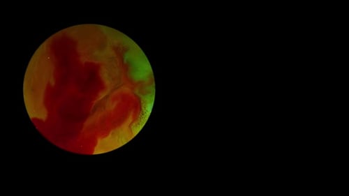 planeta abstracto marrón, rojo y verde con amplia superficie móvil