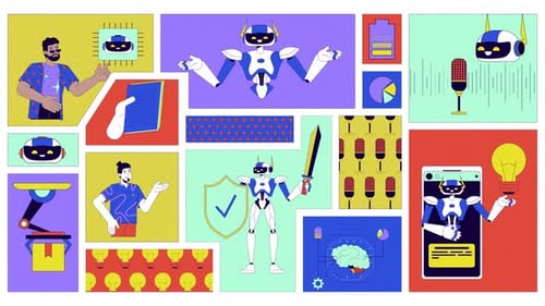 Animated Flat Design Icons for Technology and Corporate Concepts