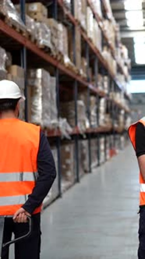 Warehouse Worker Managing Inventory with a Barcode Scanner