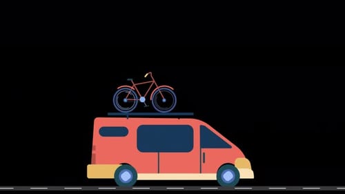 2D-Animation für reisende Minivans, Alpha-Kanal, 4K