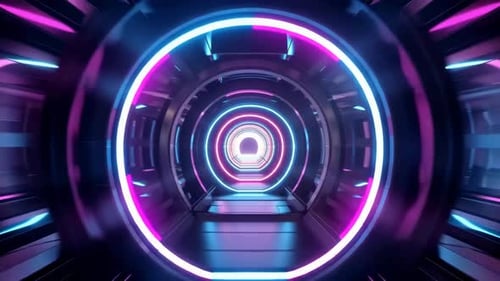 Sci Fi Neon Portal Loop with Blue and Purple Lights