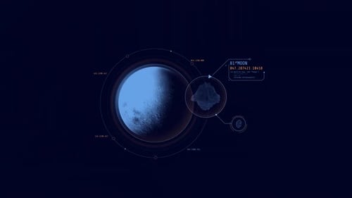 HUD Element Rotating Moon with Scientific Infographics
