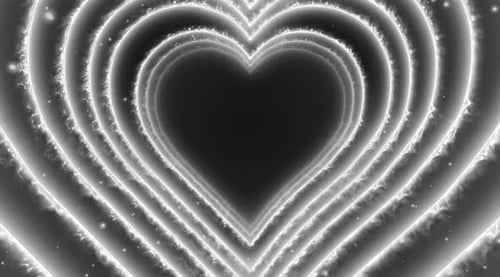 Abstract Tunnel of Glowing White Hearts Background
