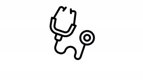 Minimalist Stethoscope Line Icon Animation