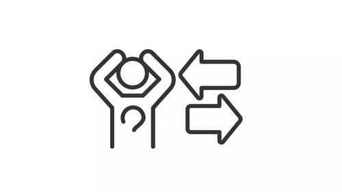 Ícone linear animado de decisão difícil