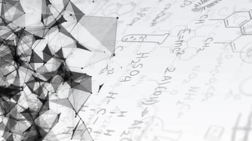 Network of connections against chemical structures and formulas on white background