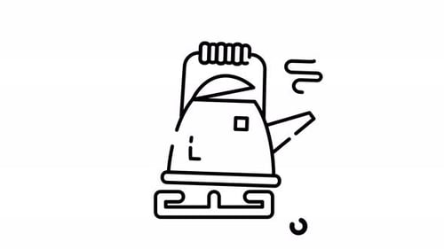Boiling Teapot Minimalist Line Icon Animation