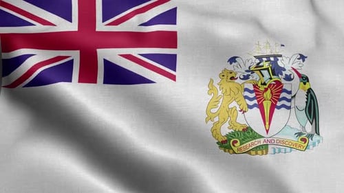 British Antarctic Territory Flag Waving with Coat of Arms