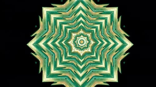 Abstract Kaleidoscopic Green Star Tunnel Looping Background