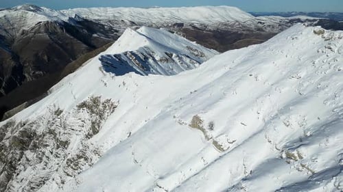 Amazing view of different mountain peaks with snow during winter.