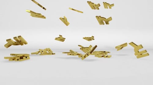 Golden Rupee Currency Symbol Falling