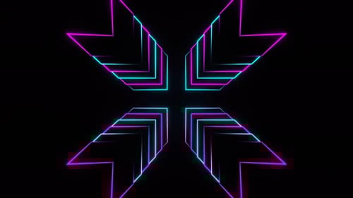Cyan And Pink Neon Arrows Background Vj Loop In 4K