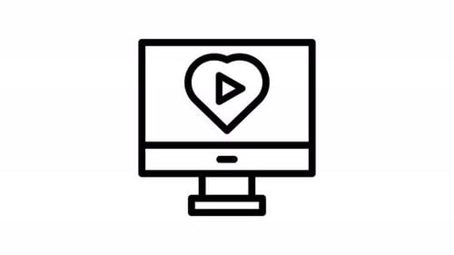 animación de iconos de línea de vídeo de boda