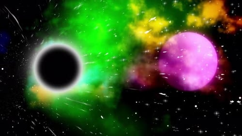 Colorful Space Travel with Nebulae and Black Hole Effect